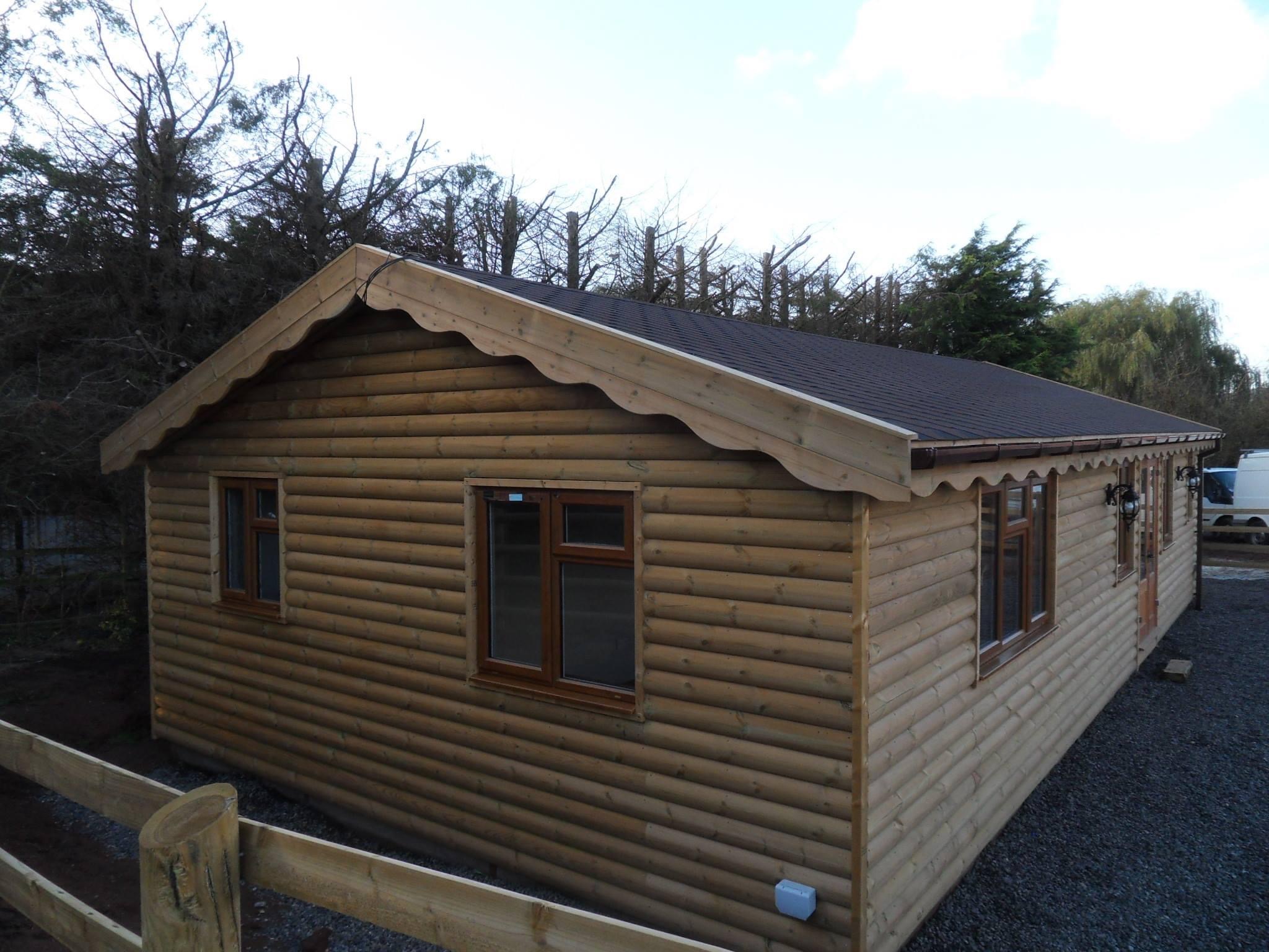  Rear elevation of two bedroom log lap Chalet  - Harris Timber Products